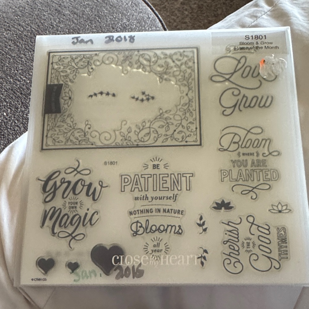 Close To Heart White Floral Sentiment Stamp Set - Bloom & Grow